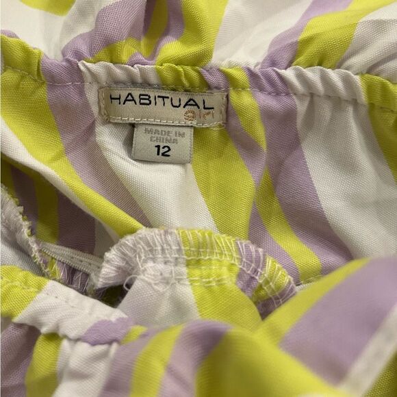 Habitual Big Girls Yellow Striped One Shoulder Ruffle Tiered Top Size 12 - Picture 6 of 6